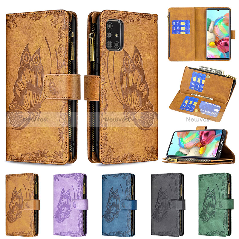 Leather Case Stands Butterfly Flip Cover Holder B03F for Samsung Galaxy A71 5G