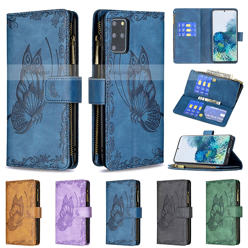 Leather Case Stands Butterfly Flip Cover Holder B03F for Samsung Galaxy S20 Plus