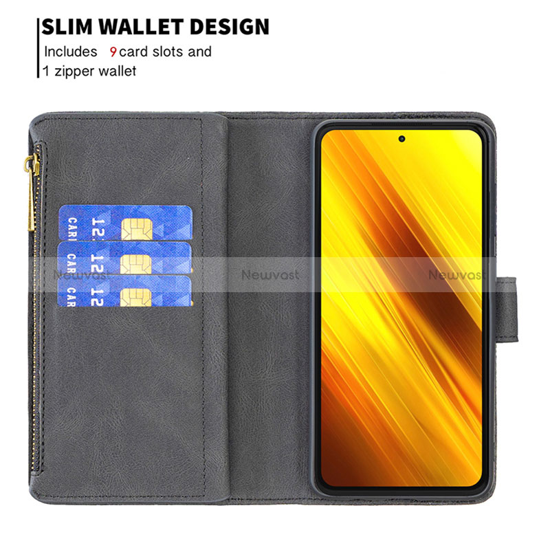Leather Case Stands Butterfly Flip Cover Holder B03F for Xiaomi Poco X3 Pro