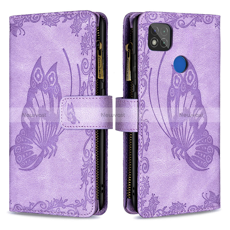 Leather Case Stands Butterfly Flip Cover Holder B03F for Xiaomi Redmi 9C