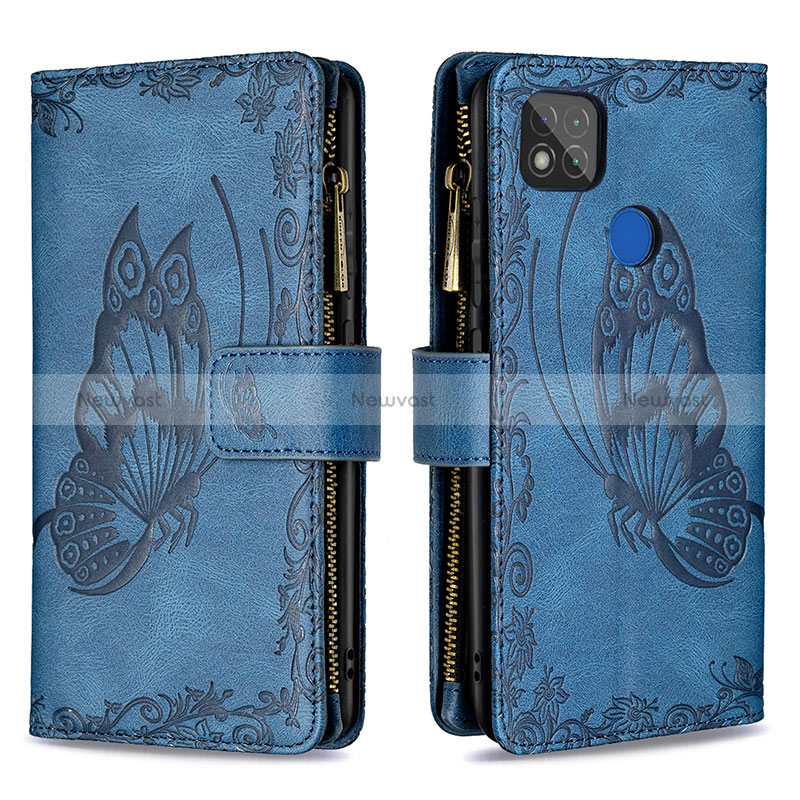 Leather Case Stands Butterfly Flip Cover Holder B03F for Xiaomi Redmi 9C