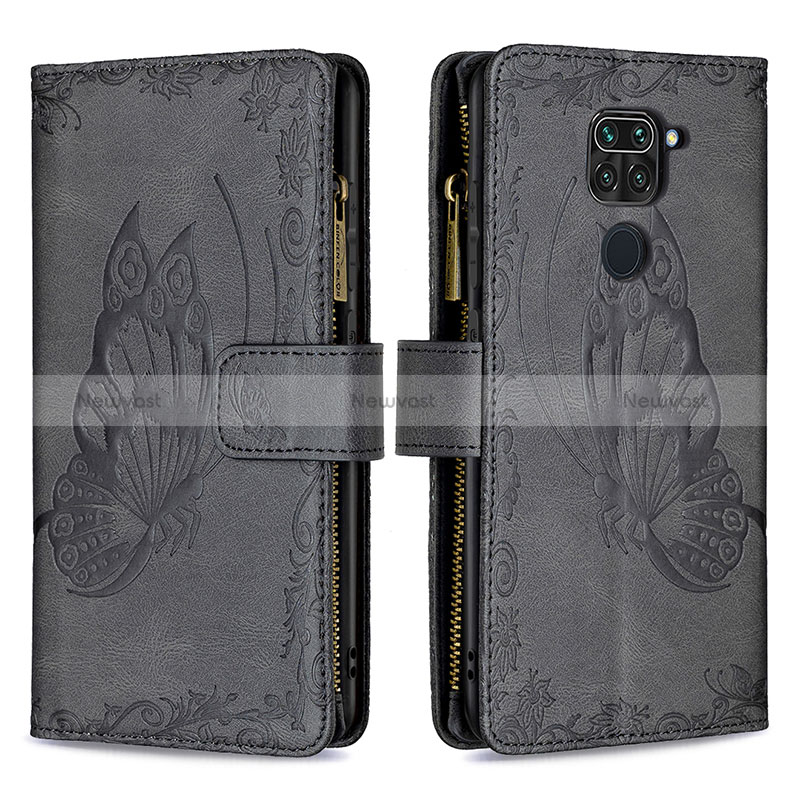 Leather Case Stands Butterfly Flip Cover Holder B03F for Xiaomi Redmi Note 9