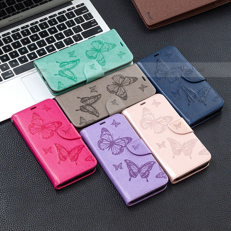 Leather Case Stands Butterfly Flip Cover Holder B13F for Samsung Galaxy S21 Ultra 5G