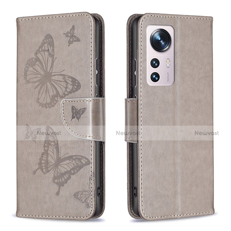 Leather Case Stands Butterfly Flip Cover Holder B13F for Xiaomi Mi 12 5G