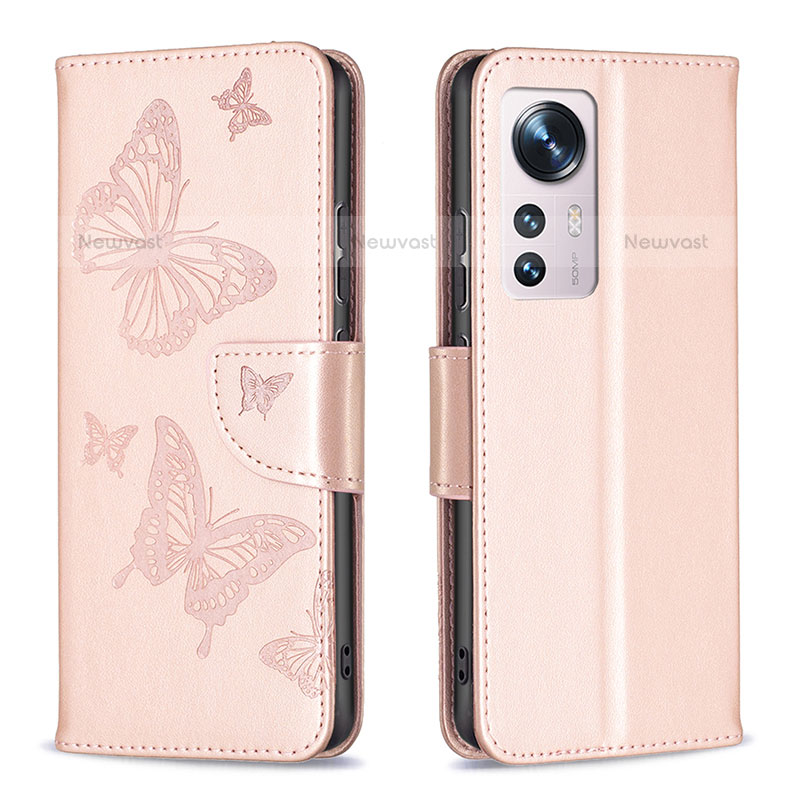 Leather Case Stands Butterfly Flip Cover Holder B13F for Xiaomi Mi 12 Pro 5G