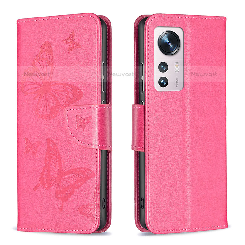 Leather Case Stands Butterfly Flip Cover Holder B13F for Xiaomi Mi 12 Pro 5G