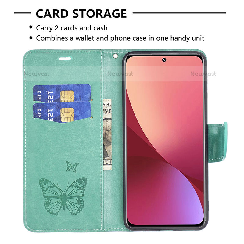 Leather Case Stands Butterfly Flip Cover Holder B13F for Xiaomi Mi 12X 5G