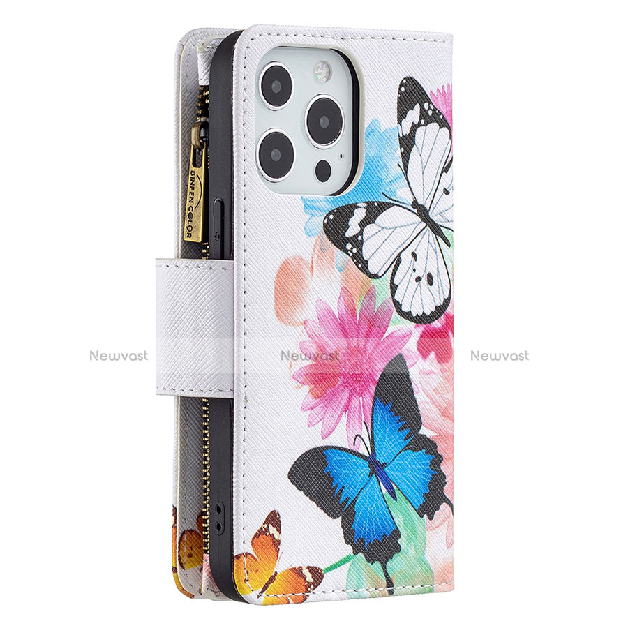 Leather Case Stands Butterfly Flip Cover Holder for Apple iPhone 13 Pro Max Pink