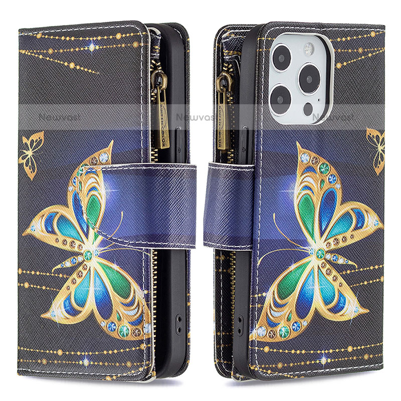 Leather Case Stands Butterfly Flip Cover Holder for Apple iPhone 15 Pro Max Mixed