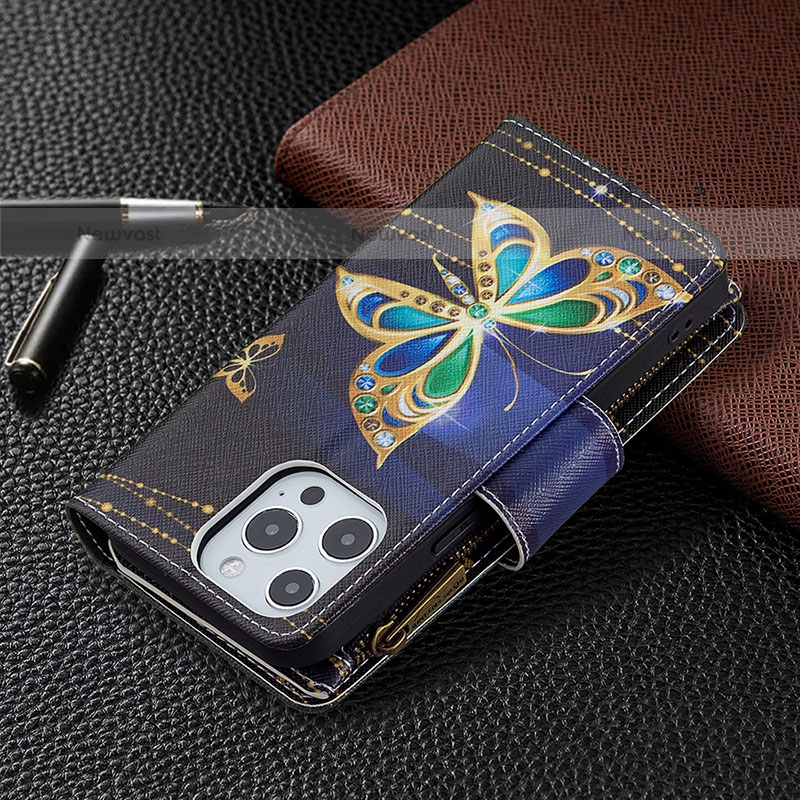 Leather Case Stands Butterfly Flip Cover Holder for Apple iPhone 15 Pro Max Mixed