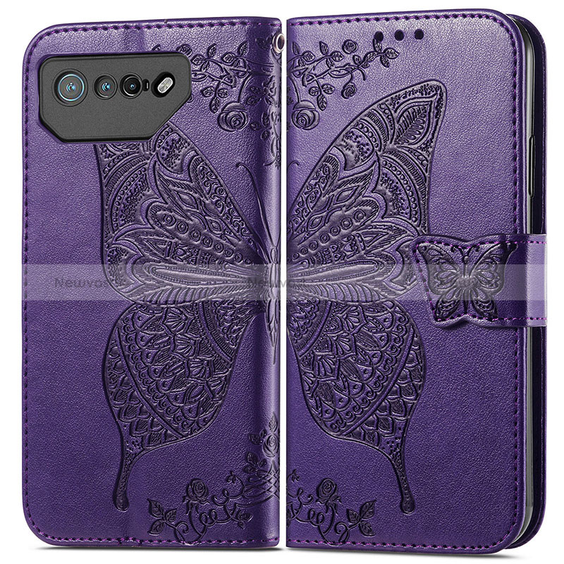 Leather Case Stands Butterfly Flip Cover Holder for Asus ROG Phone 7 Pro