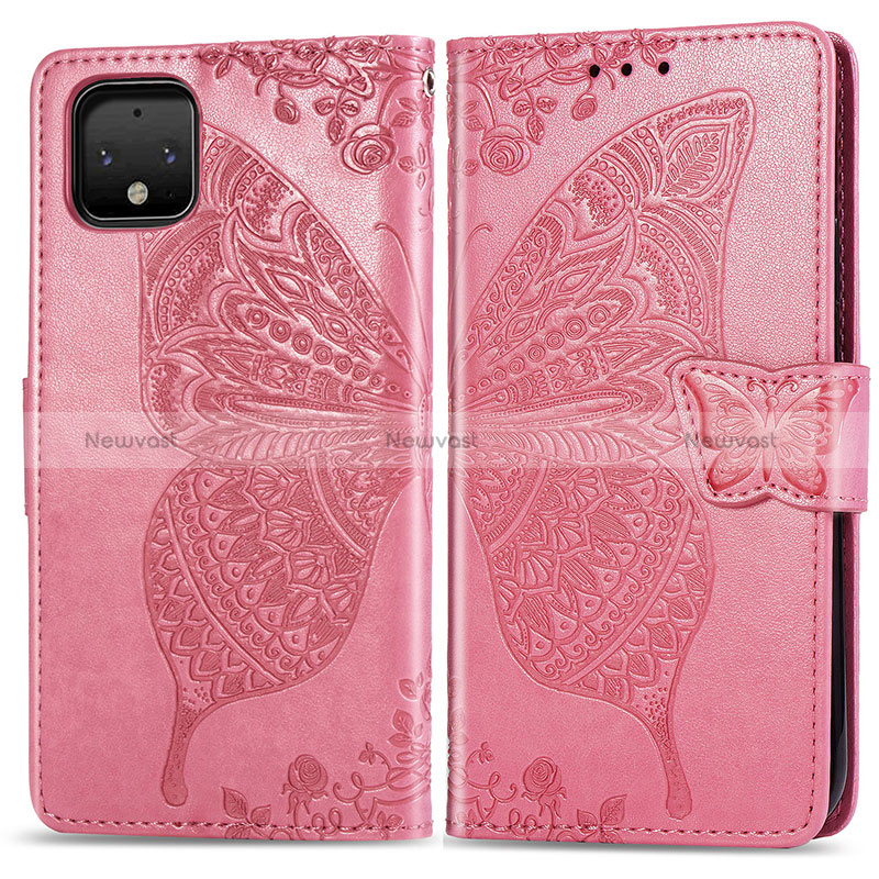 Leather Case Stands Butterfly Flip Cover Holder for Google Pixel 4