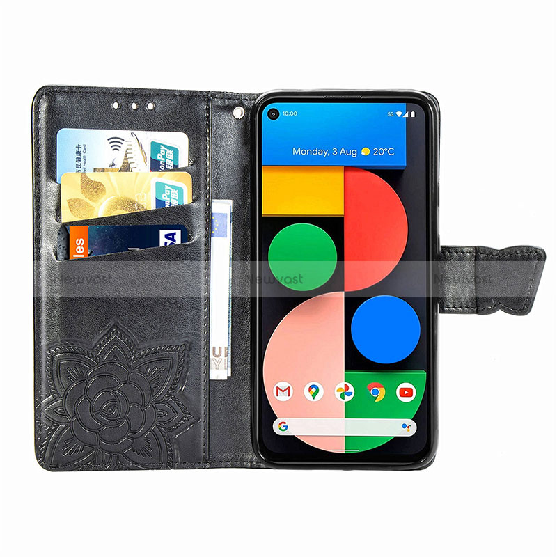 Leather Case Stands Butterfly Flip Cover Holder for Google Pixel 5