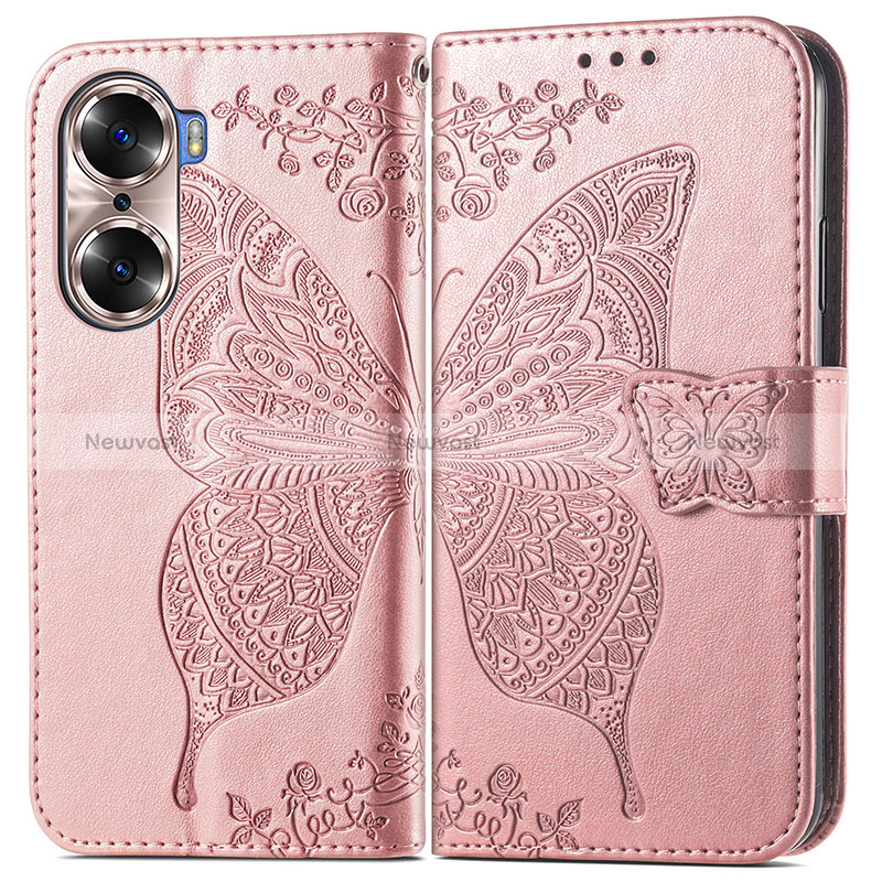 Leather Case Stands Butterfly Flip Cover Holder for Huawei Honor 60 5G