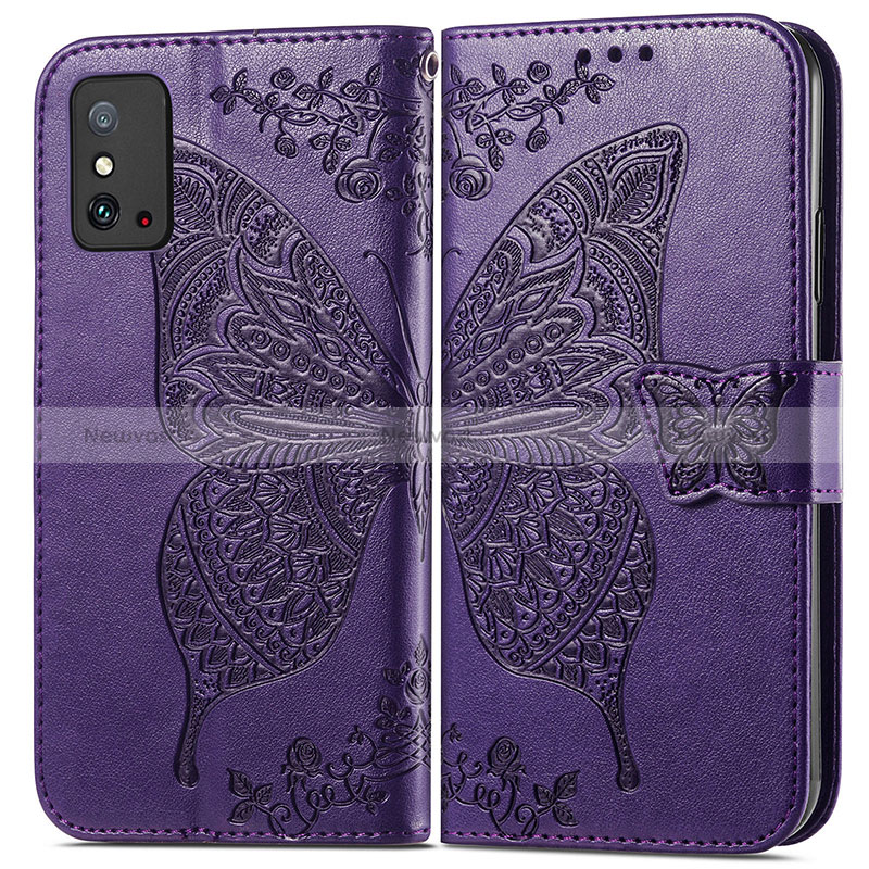 Leather Case Stands Butterfly Flip Cover Holder for Huawei Honor X10 Max 5G Purple
