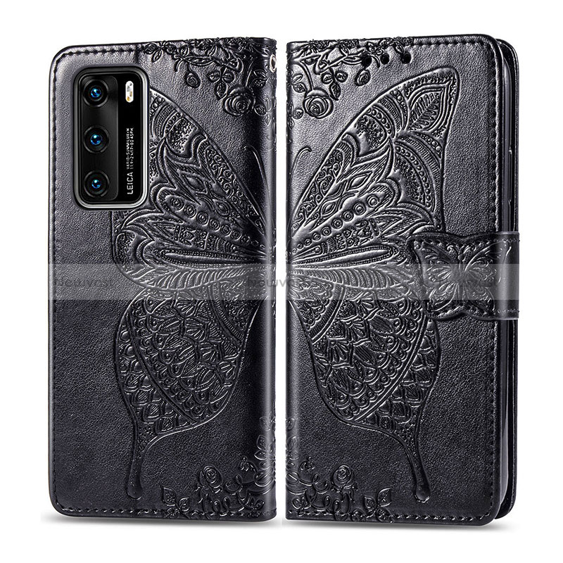 Leather Case Stands Butterfly Flip Cover Holder for Huawei P40