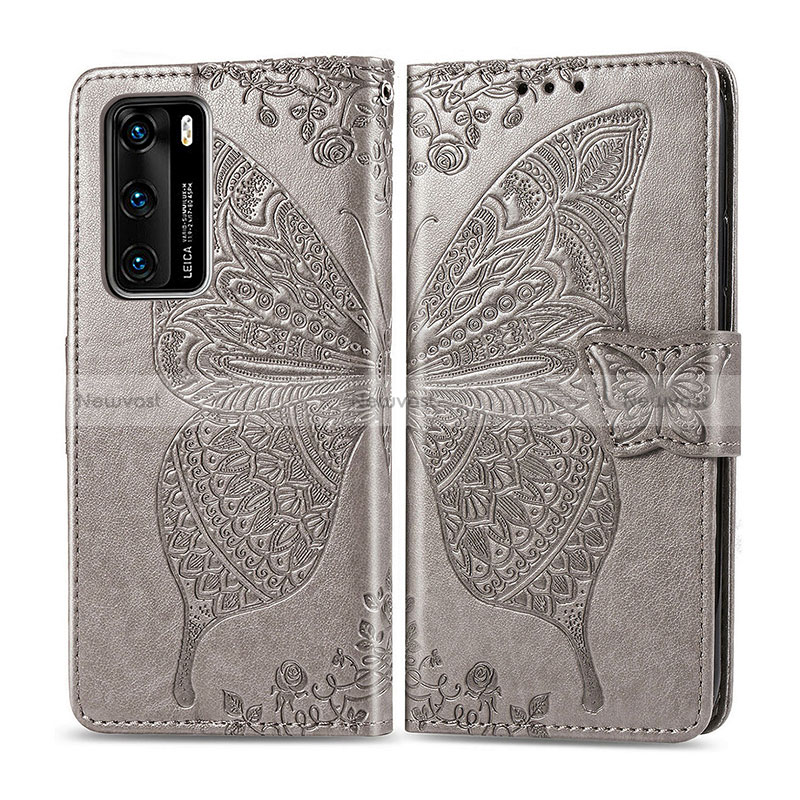 Leather Case Stands Butterfly Flip Cover Holder for Huawei P40