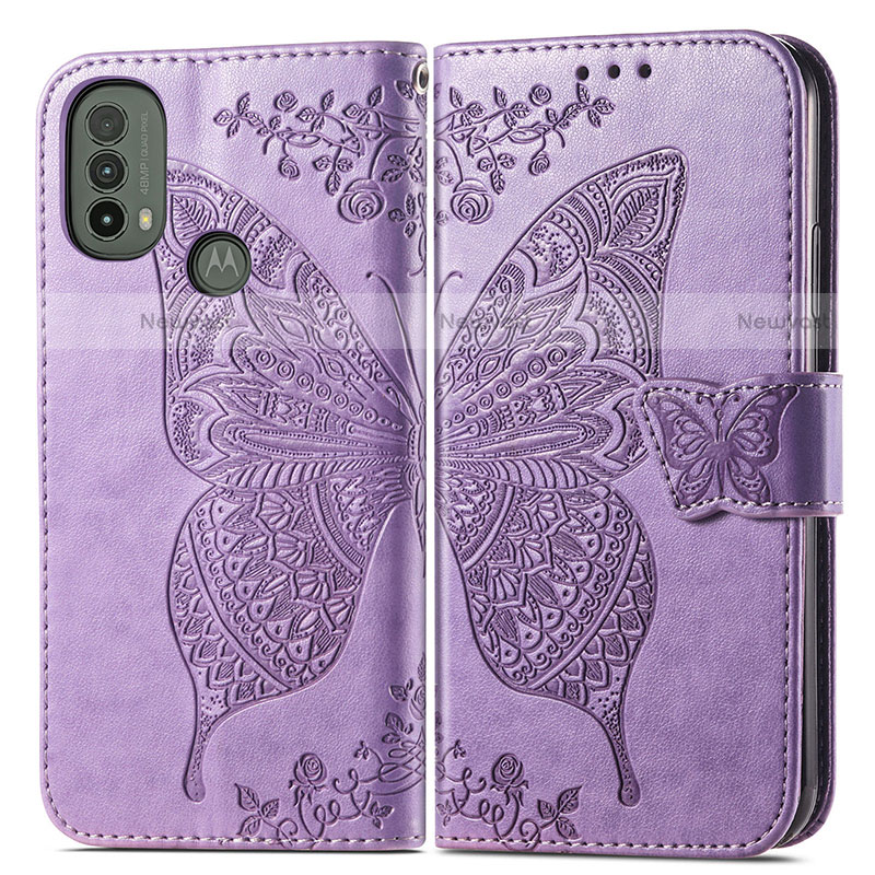 Leather Case Stands Butterfly Flip Cover Holder for Motorola Moto E20