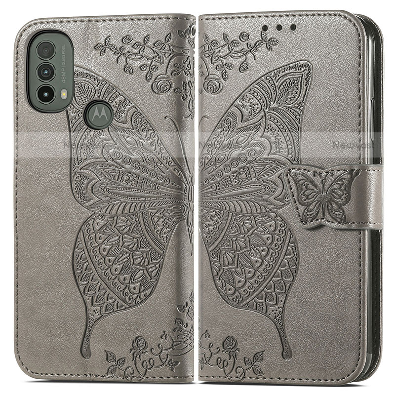 Leather Case Stands Butterfly Flip Cover Holder for Motorola Moto E20