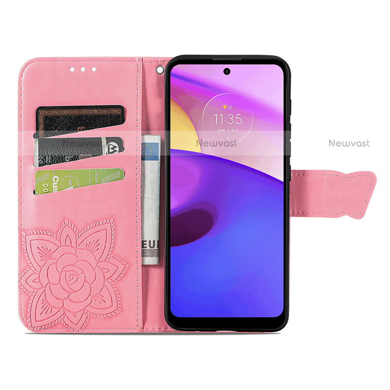 Leather Case Stands Butterfly Flip Cover Holder for Motorola Moto E20