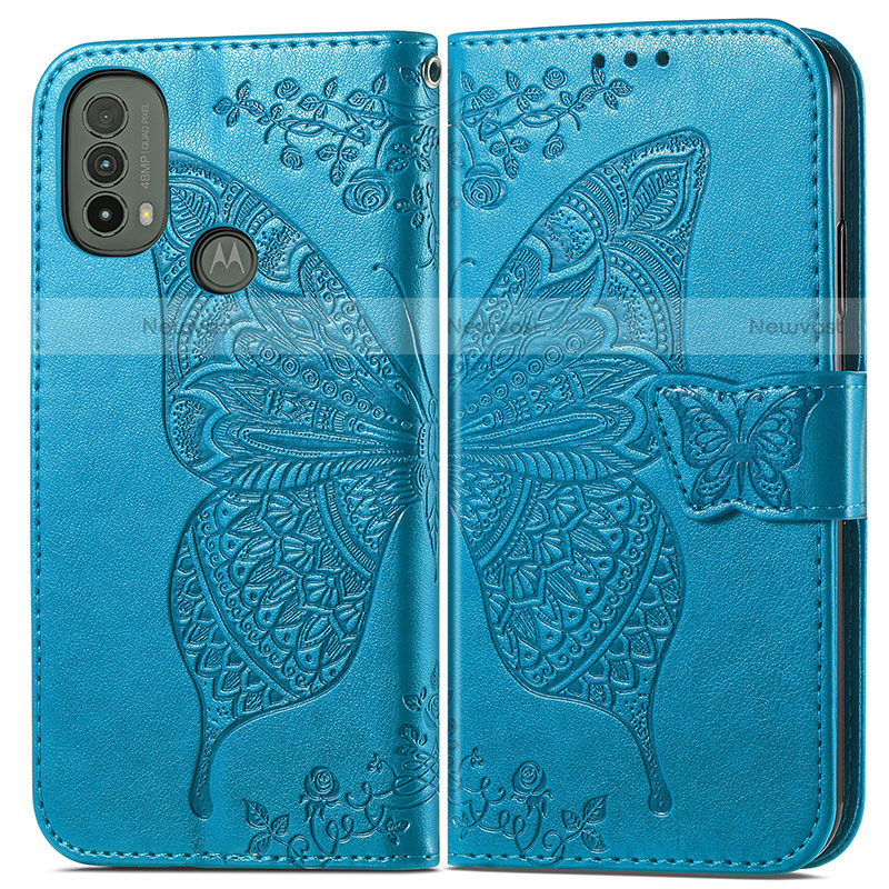 Leather Case Stands Butterfly Flip Cover Holder for Motorola Moto E30