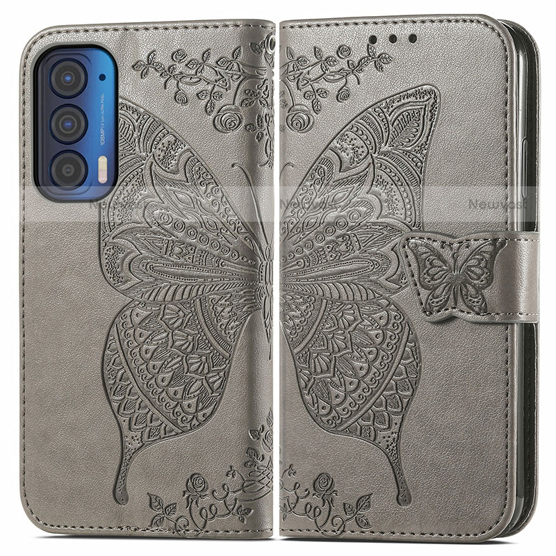 Leather Case Stands Butterfly Flip Cover Holder for Motorola Moto Edge (2021) 5G