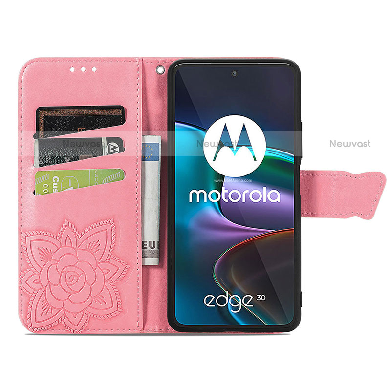 Leather Case Stands Butterfly Flip Cover Holder for Motorola Moto Edge 30 5G