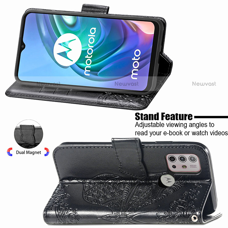 Leather Case Stands Butterfly Flip Cover Holder for Motorola Moto G10 Power