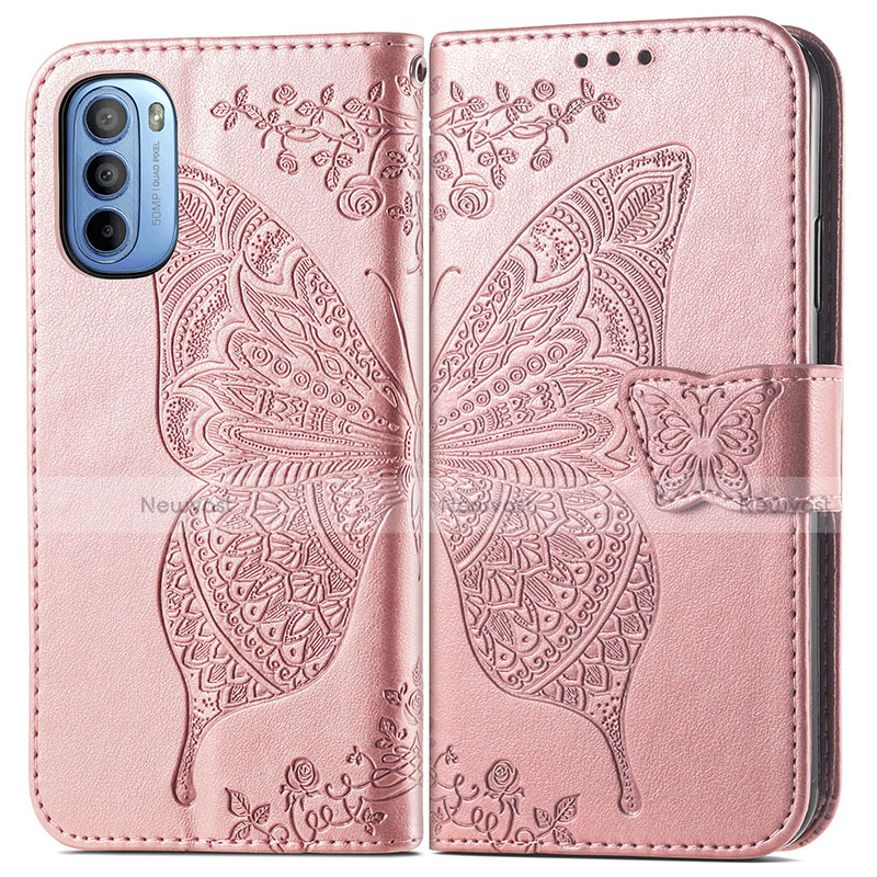 Leather Case Stands Butterfly Flip Cover Holder for Motorola Moto G41