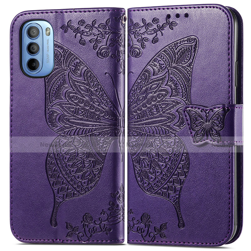 Leather Case Stands Butterfly Flip Cover Holder for Motorola Moto G41
