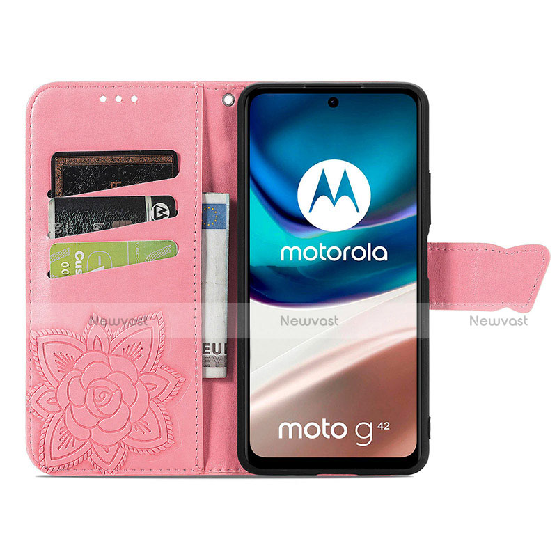 Leather Case Stands Butterfly Flip Cover Holder for Motorola Moto G42