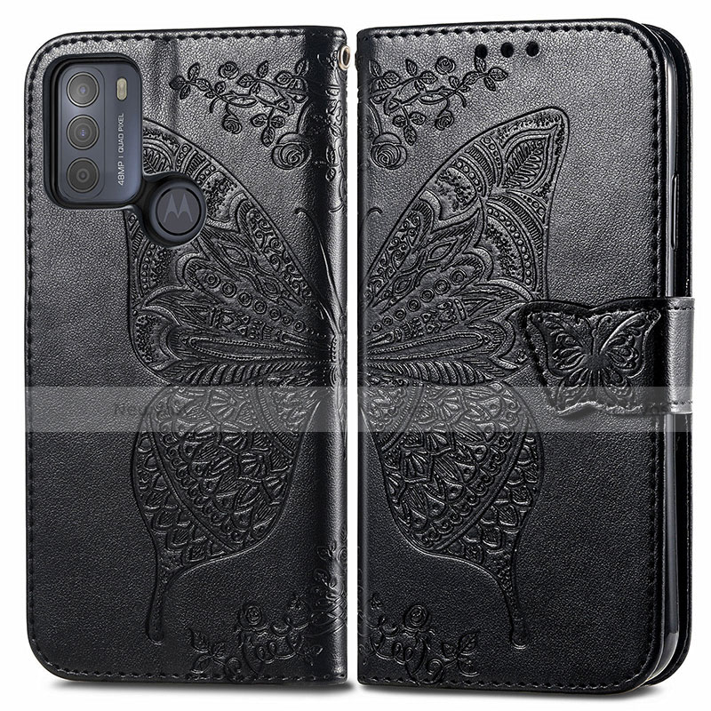 Leather Case Stands Butterfly Flip Cover Holder for Motorola Moto G50