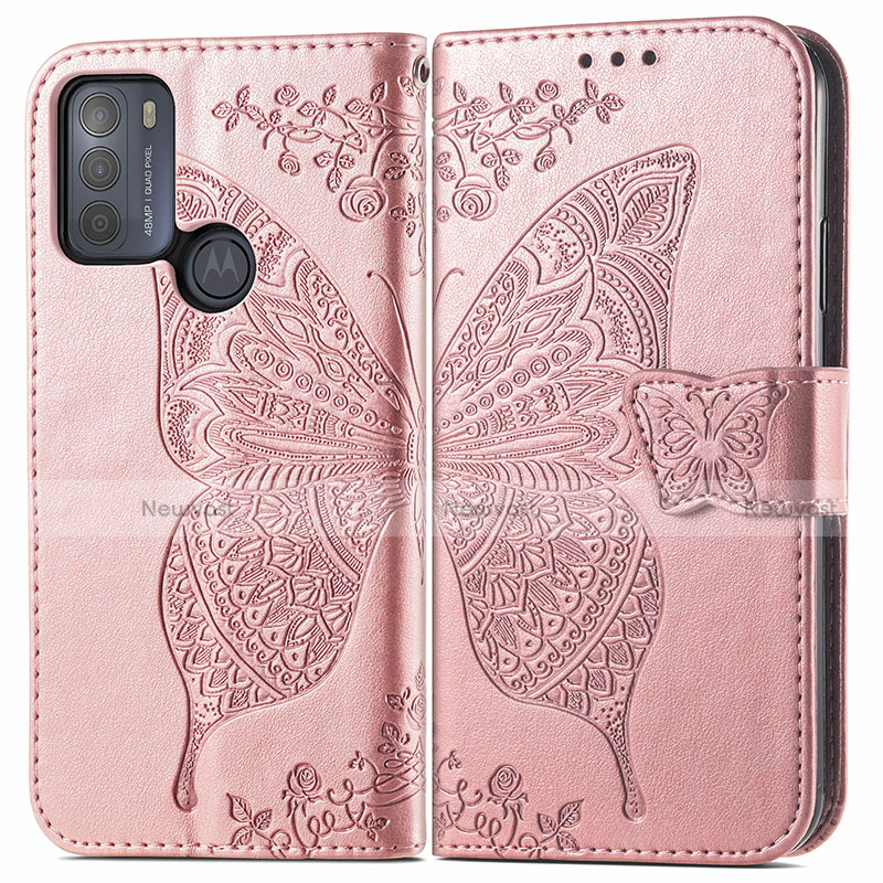 Leather Case Stands Butterfly Flip Cover Holder for Motorola Moto G50