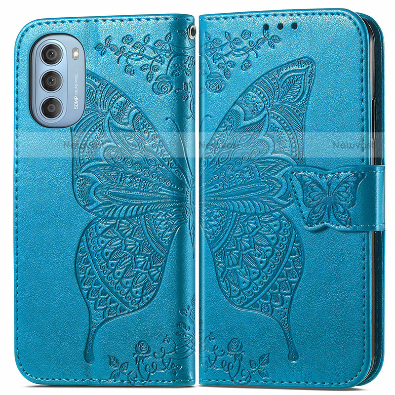 Leather Case Stands Butterfly Flip Cover Holder for Motorola Moto G51 5G