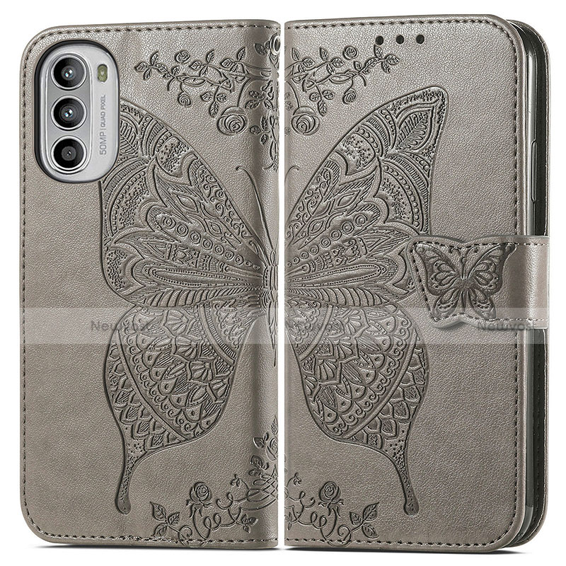 Leather Case Stands Butterfly Flip Cover Holder for Motorola Moto G52j 5G