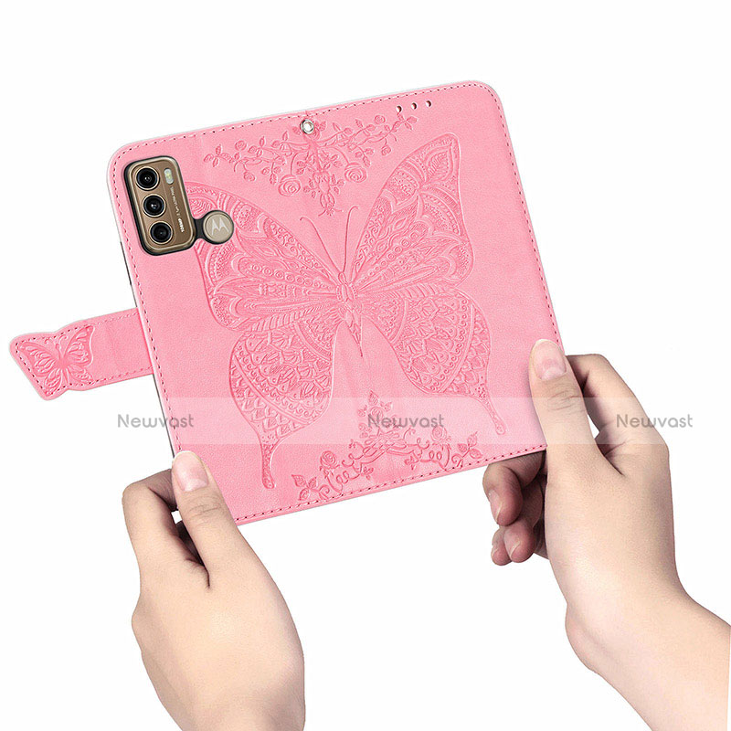 Leather Case Stands Butterfly Flip Cover Holder for Motorola Moto G60