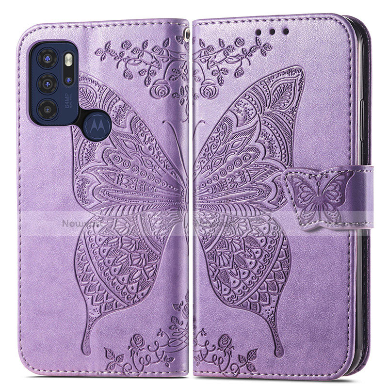 Leather Case Stands Butterfly Flip Cover Holder for Motorola Moto G60s