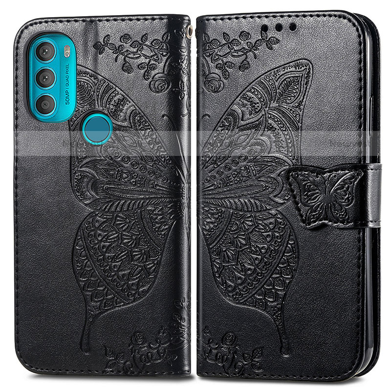 Leather Case Stands Butterfly Flip Cover Holder for Motorola Moto G71 5G