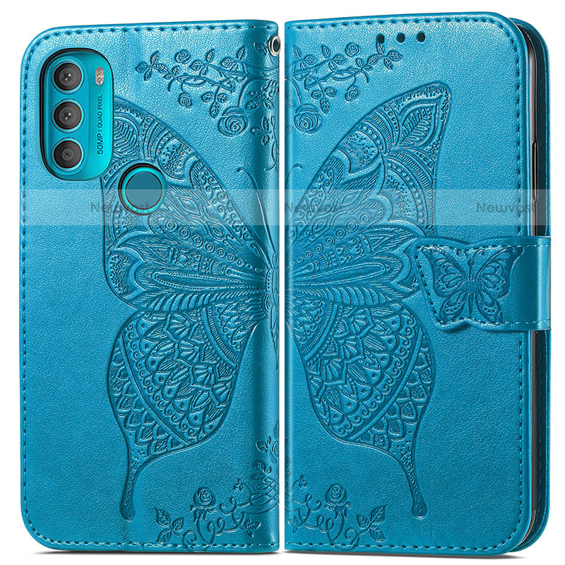 Leather Case Stands Butterfly Flip Cover Holder for Motorola Moto G71 5G