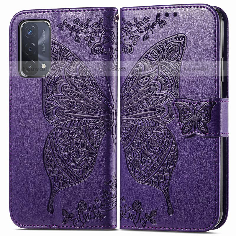 Leather Case Stands Butterfly Flip Cover Holder for OnePlus Nord N200 5G