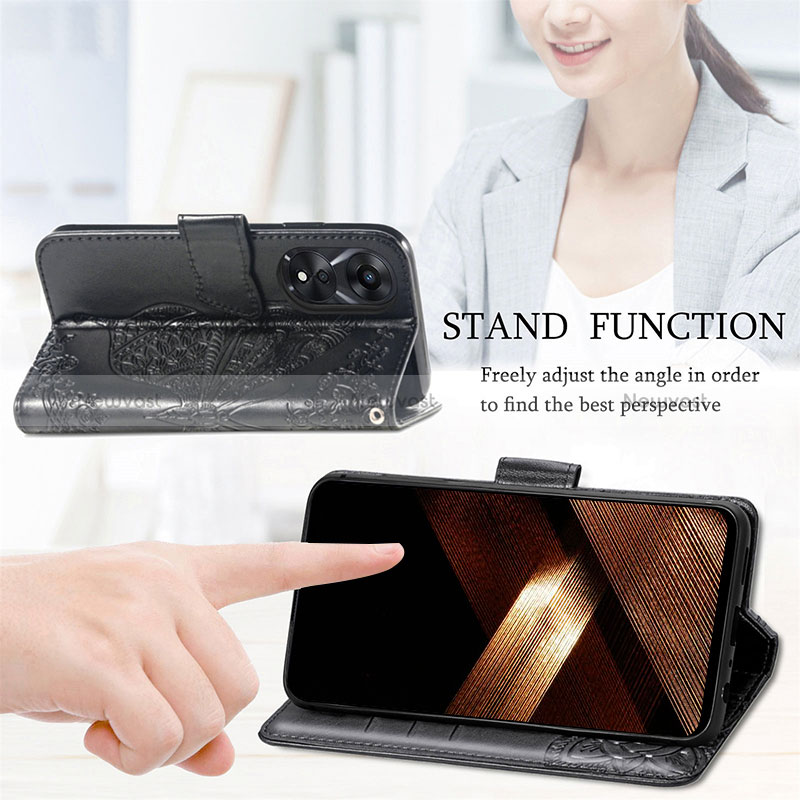 Leather Case Stands Butterfly Flip Cover Holder for Oppo A38