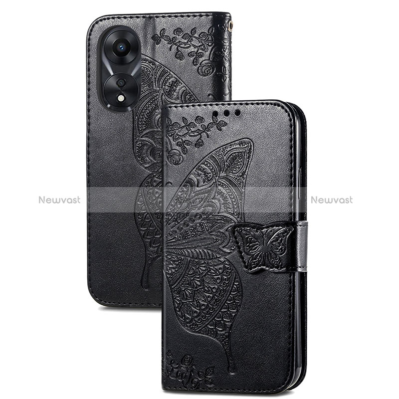 Leather Case Stands Butterfly Flip Cover Holder for Oppo A38