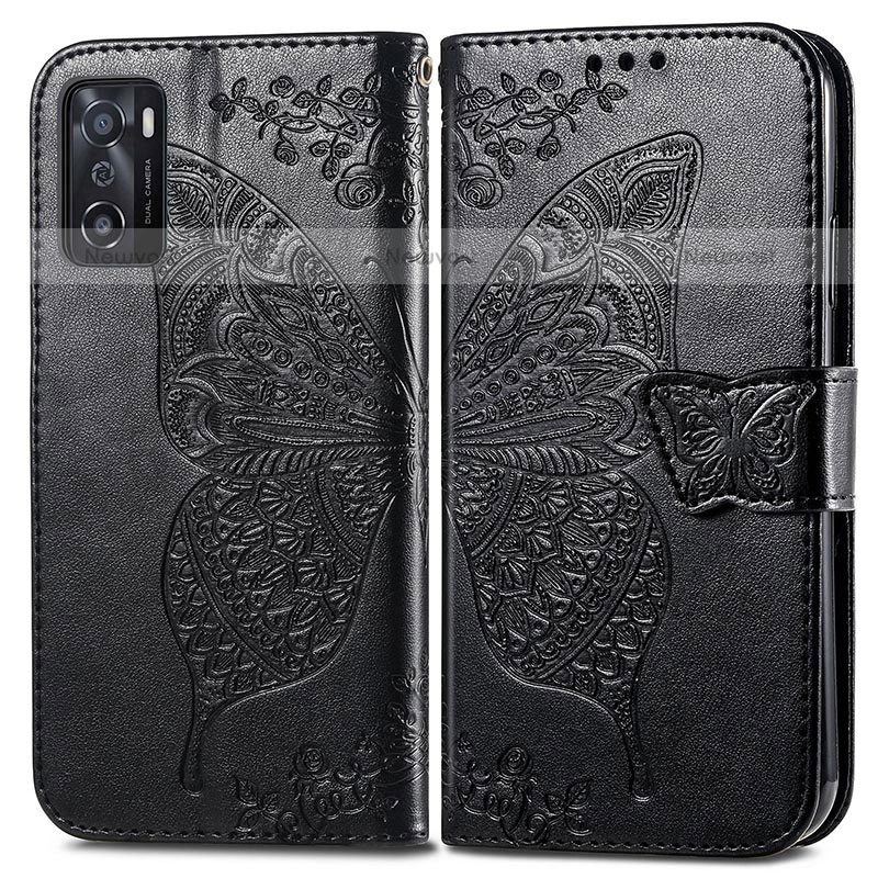 Leather Case Stands Butterfly Flip Cover Holder for Oppo A55S 5G