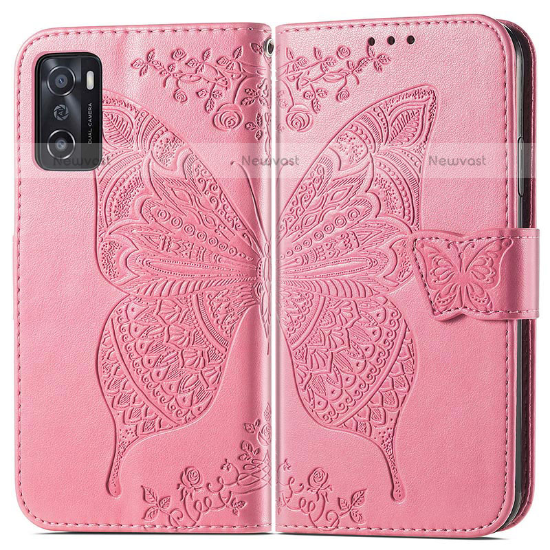 Leather Case Stands Butterfly Flip Cover Holder for Oppo A55S 5G