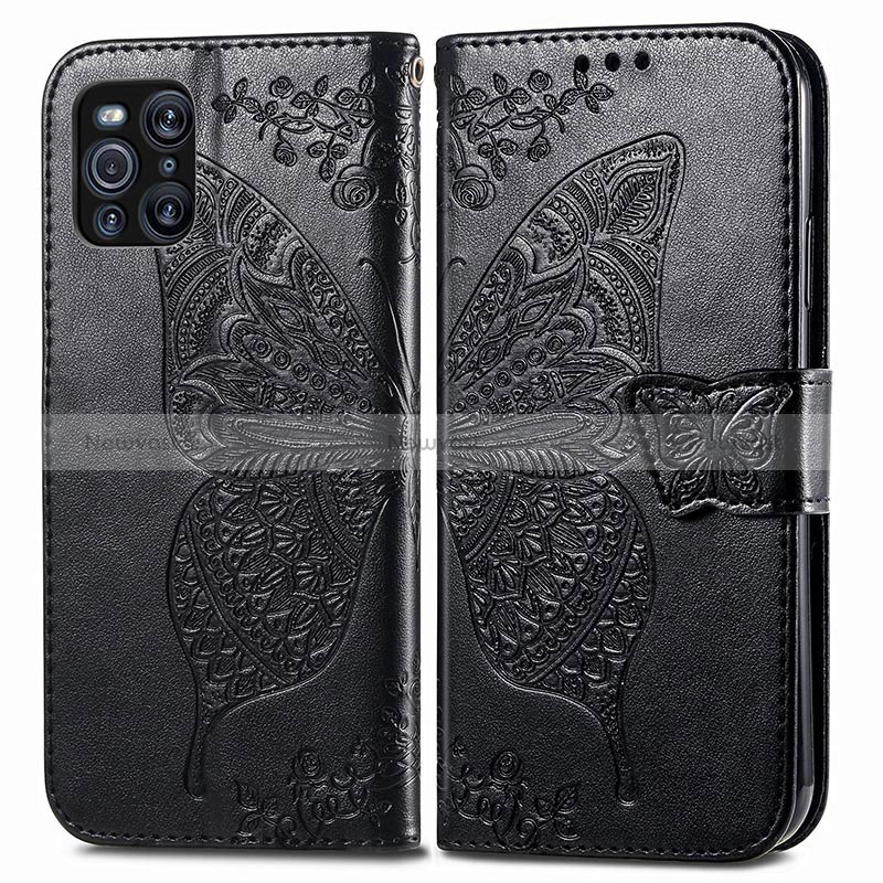 Leather Case Stands Butterfly Flip Cover Holder for Oppo Find X3 5G