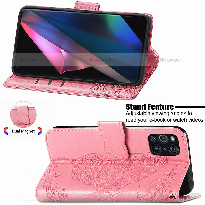 Leather Case Stands Butterfly Flip Cover Holder for Oppo Find X3 Pro 5G