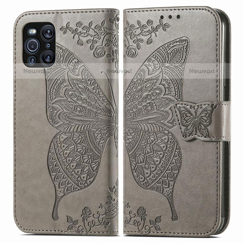 Leather Case Stands Butterfly Flip Cover Holder for Oppo Find X3 Pro 5G