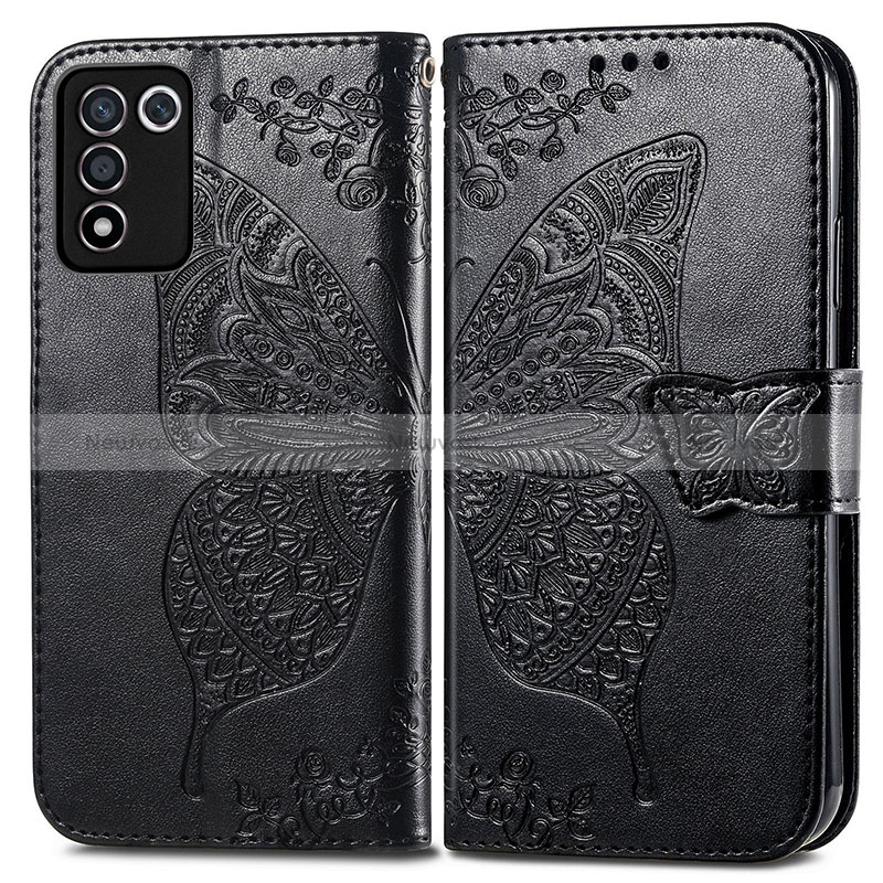 Leather Case Stands Butterfly Flip Cover Holder for Oppo K9S 5G Black