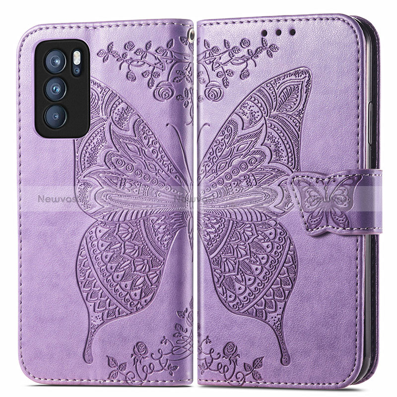 Leather Case Stands Butterfly Flip Cover Holder for Oppo Reno6 Pro 5G India