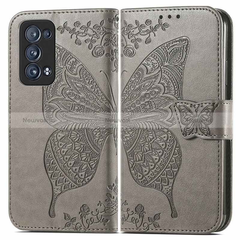 Leather Case Stands Butterfly Flip Cover Holder for Oppo Reno6 Pro+ Plus 5G